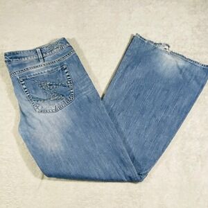 Silver Jeans Tuesday Flare Womens 36x33 Blue Denim Low Rise Contrast Stitch